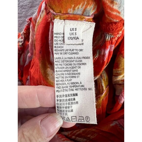 Free People Women's S Orange Floral Halter Backless Dress Summer Casual - Picture 8 of 9